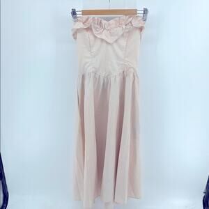 Vintage Gunne Sax ruffle sweetheart neck strapless fit & flare prairie midi dres